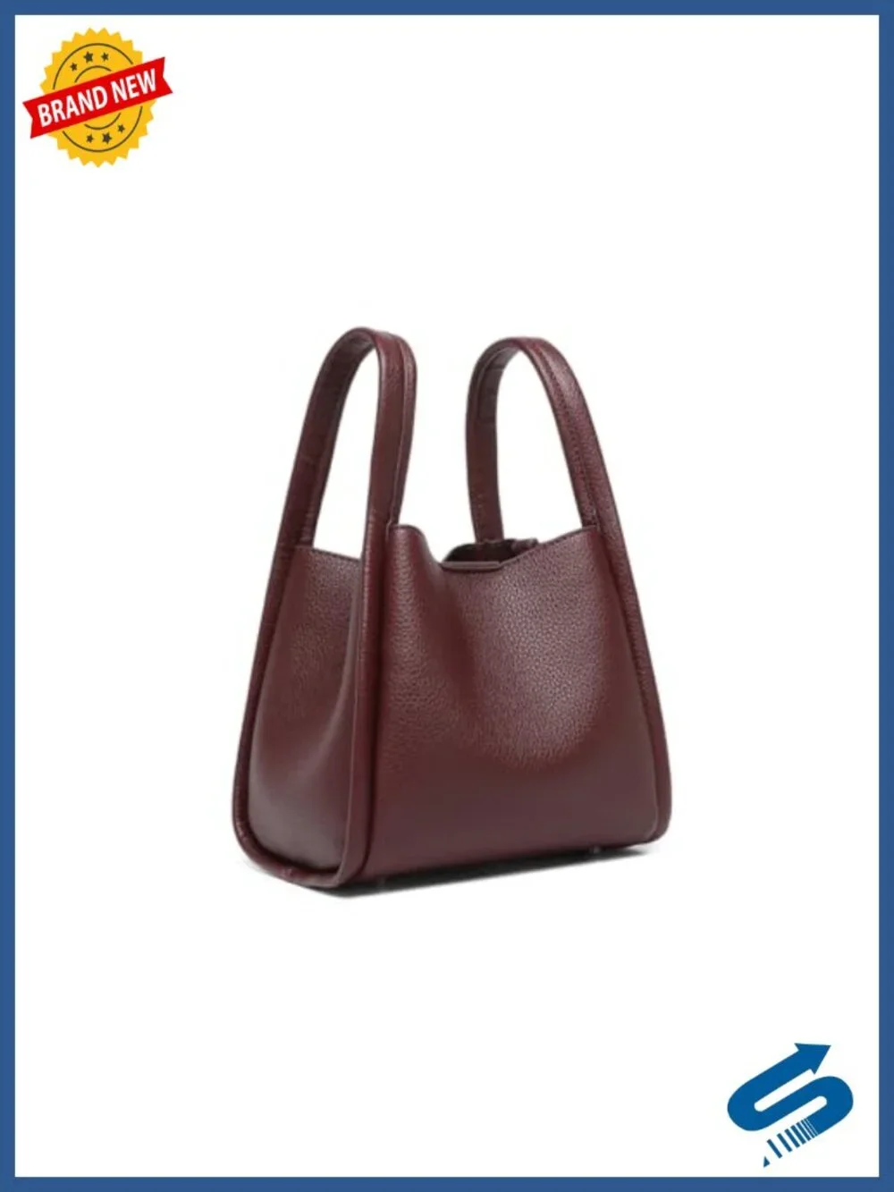 Mini Crossbody Purse - Small Faux Leather Bucket Bag with Zipper Top Handle